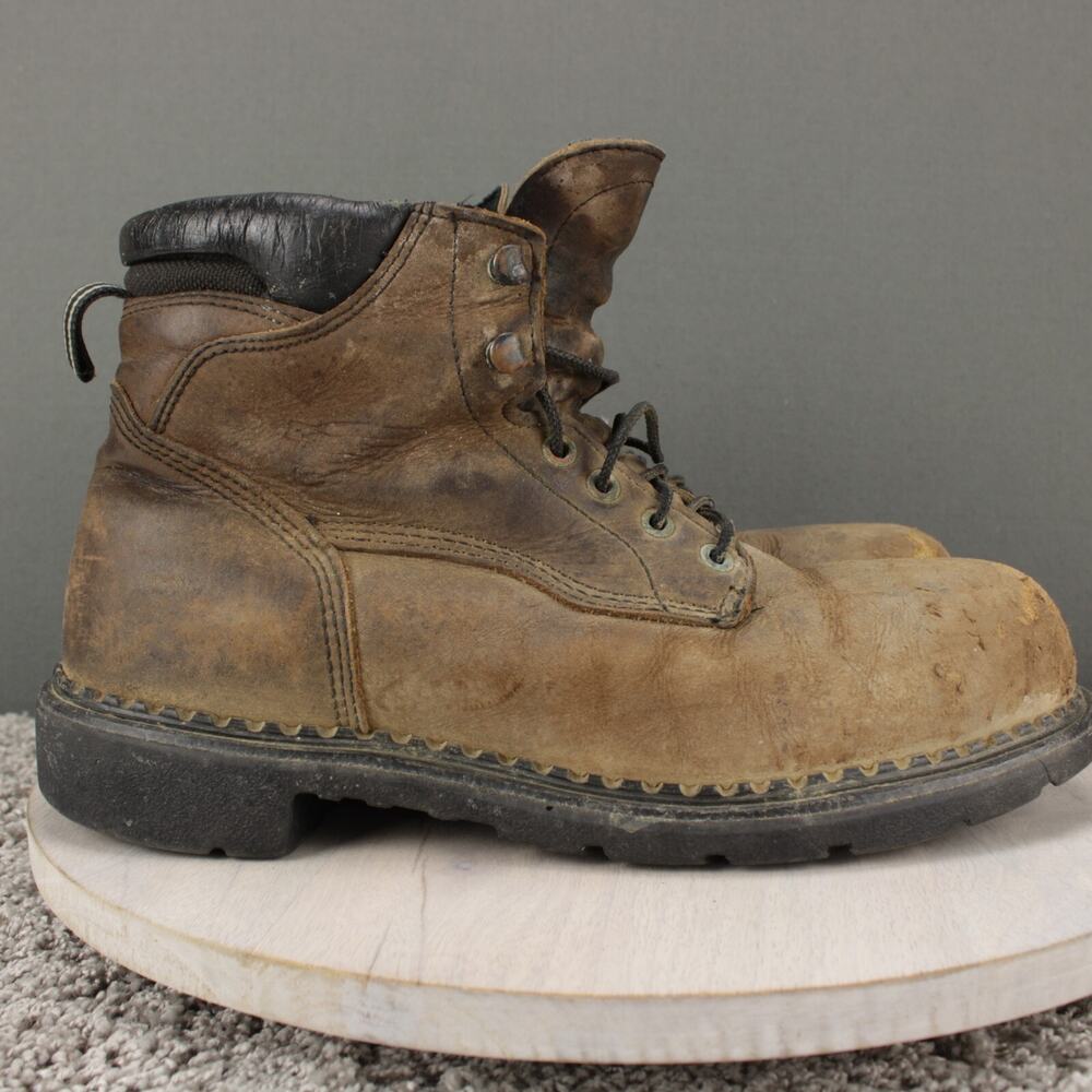 Red Wing Work Boots Steel Toe Safety Mens 10 Brown Leather